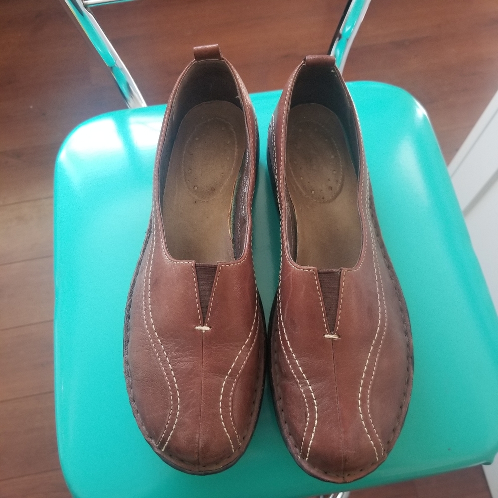 Clark's leather slip on shoes